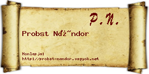 Probst Nándor névjegykártya
